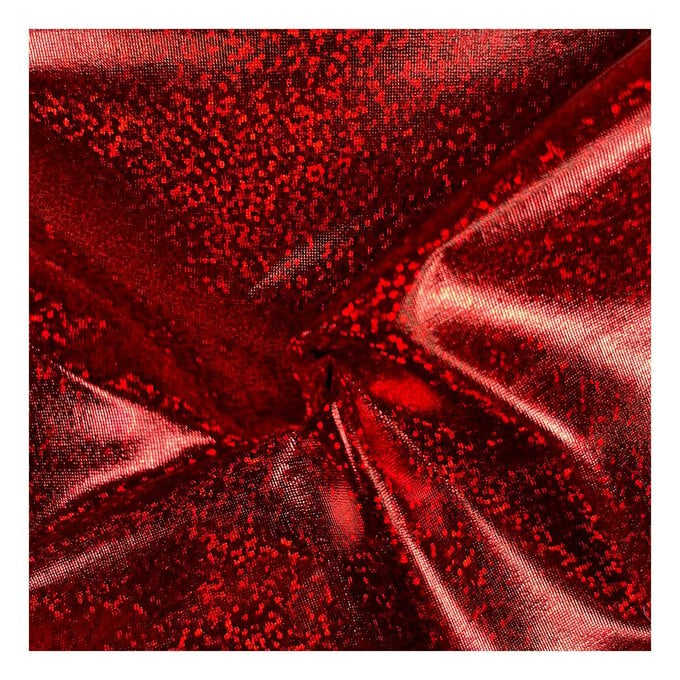 Red Hologram Foil Fabric by the Metre image number 1