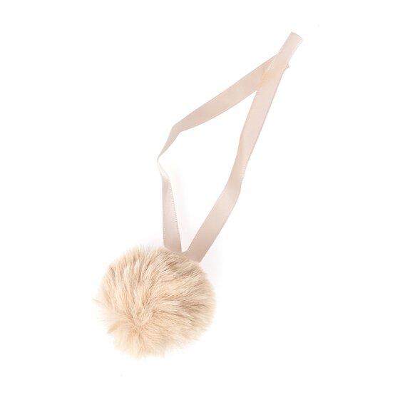 Natural Faux Fur Pom Pom 6cm  image number 3
