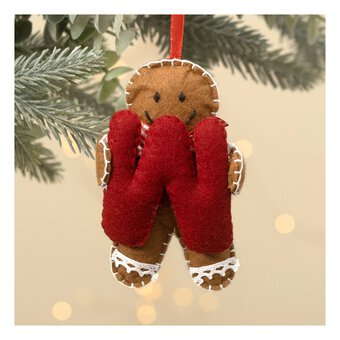 Hanging Gingerbread Felt Letter W Decoration