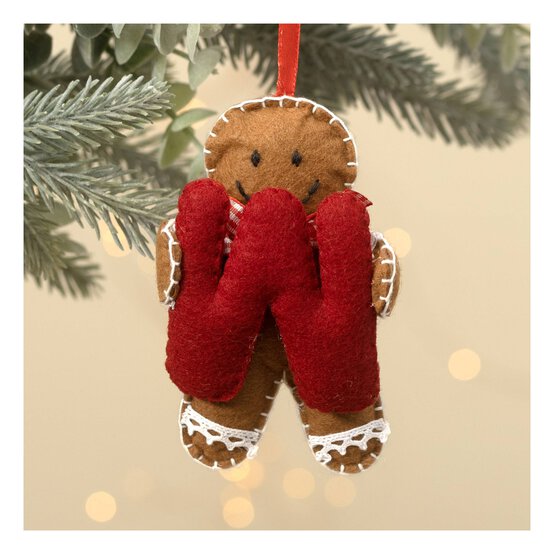 Hanging Gingerbread Felt Letter W Decoration image number 1