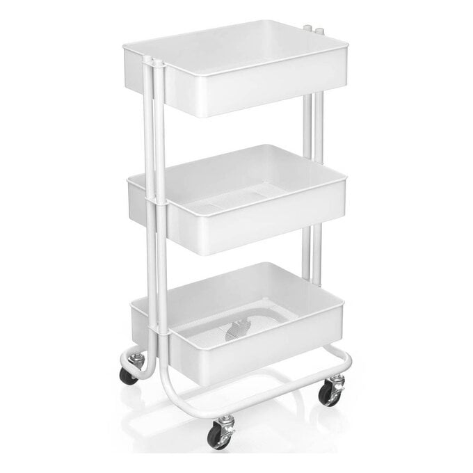 Pure White Three Tier Storage Trolley image number 1