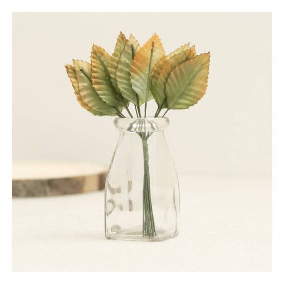 Mini Green and Orange Rose Leaves 12 Pack  image number 2