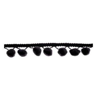 Black 20mm Pom Pom Trim by the Metre