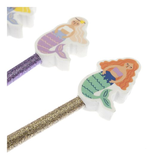 Mermaid Pencils with Erasers 4 Pack  image number 3