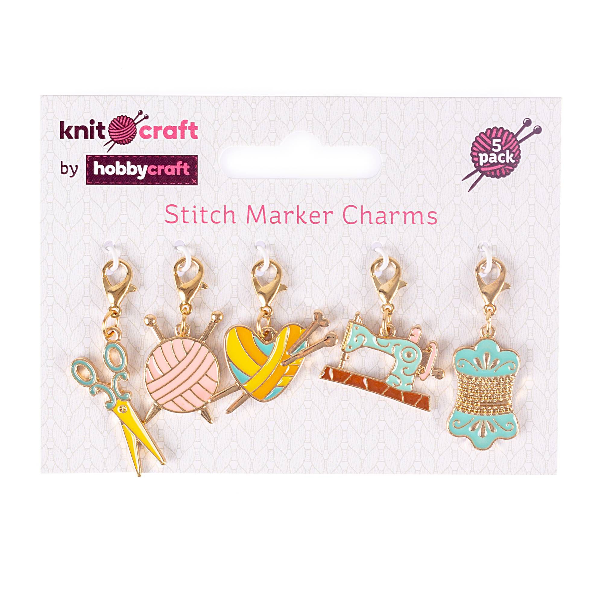Sewing and Knitting Stitch Marker Charms 5 Pack Hobbycraft