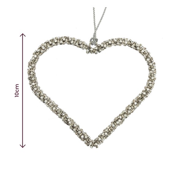 Silver Diamante Hanging Heart 10cm image number 5