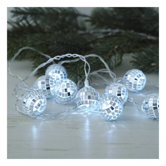Silver Mirror Ball LED Lights 2.3m image number 1