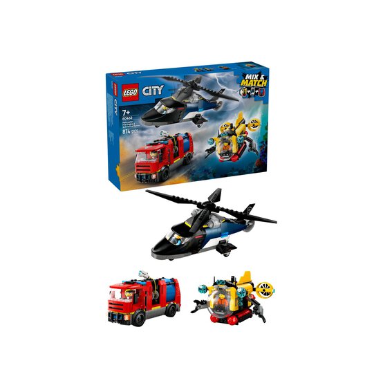 LEGO City Helicopter, Fire Truck and Submarine Remix image number 6