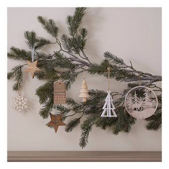 White Hanging Wooden Tree Decoration 11.5cm image number 4