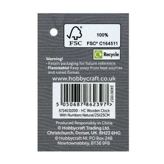 Wooden Clock with Numbers 25cm image number 4