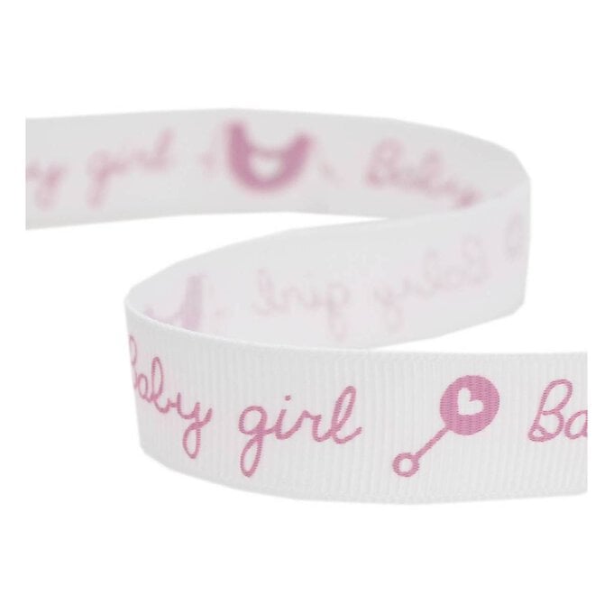 Baby Girl Rattle Grosgrain Ribbon 15mm x 5m image number 1