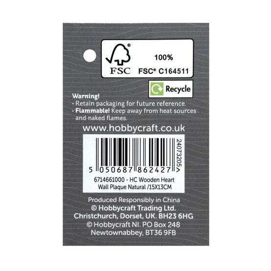 Wooden Heart Wall Plaque 15cm image number 5