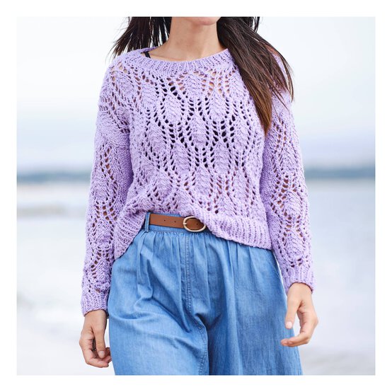 Knitcraft Chunky Pointelle Lace Jumper Digital Pattern 0292 image number 1