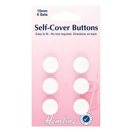 Hemline Self-Cover Buttons 15mm 6 Pack