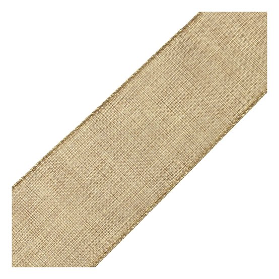 Gold Sparkle Wire Edge Printed Ribbon 63mm x 3m image number 3