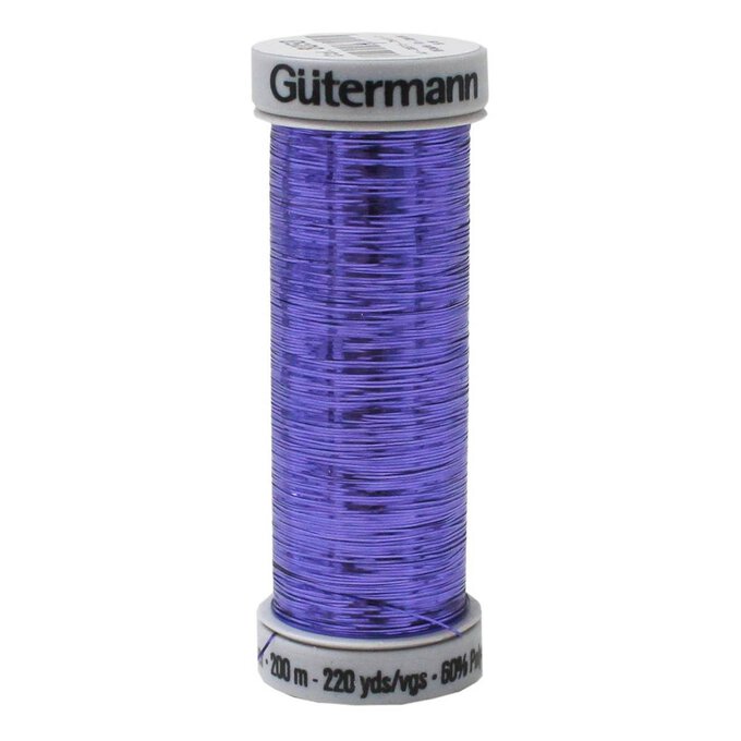 Gutermann Purple Metallic Sliver Embroidery Thread 200m (8050) Hobbycraft
