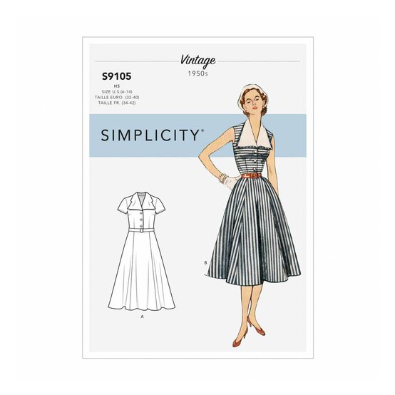 Simplicity Vintage Dress Sewing Pattern S9105 (16-24) image number 1