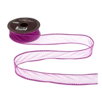 Berry Wire Edge Organza Ribbon 25mm x 3m image number 2