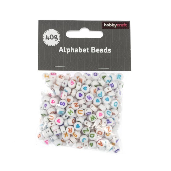 Multicolour Letter White Alphabet Beads 40g image number 4