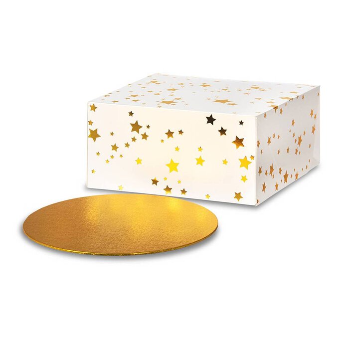 Gold Star Cake Box and Board 26cm x 26cm image number 1