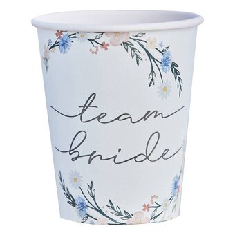 Ginger Ray Floral Team Bride Paper Cups 8 Pack
