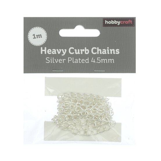Silver Plated Heavy Curb Chain 4.5mm x 1m image number 2