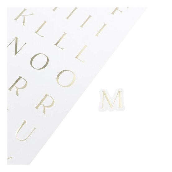 White and Gold Foiled Letter Stickers 2 Sheets image number 3
