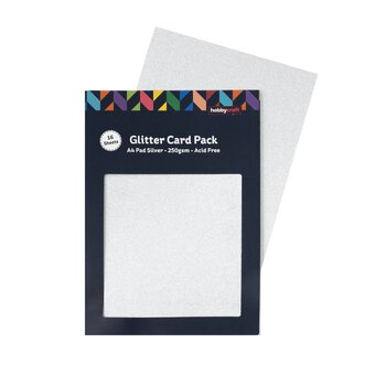 Silver Glitter Card A4 16 Pack