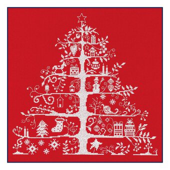 Red Christmas Tree Cross Stitch Kit 30cm x 30cm