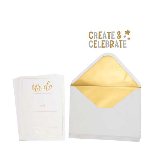 Create & Celebrate Gold Wedding Invitations 20 Pack  image number 1