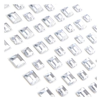 Silver Adhesive Square Gems 72 Pack image number 2