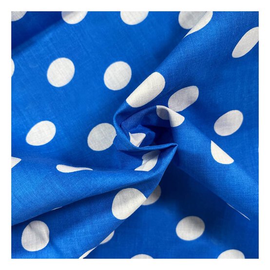 Royal and White Spot Polycotton Fabric by the Metre image number 1