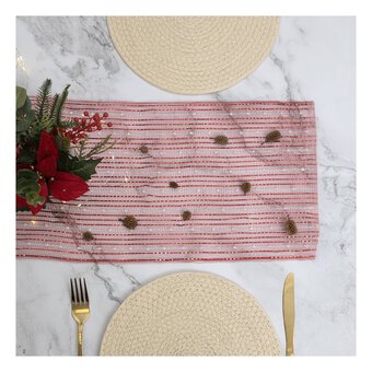 Red Mesh Table Runner 25cm x 5m 
