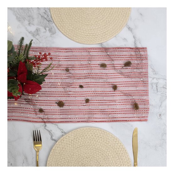 Red Mesh Table Runner 25cm x 5m  image number 2