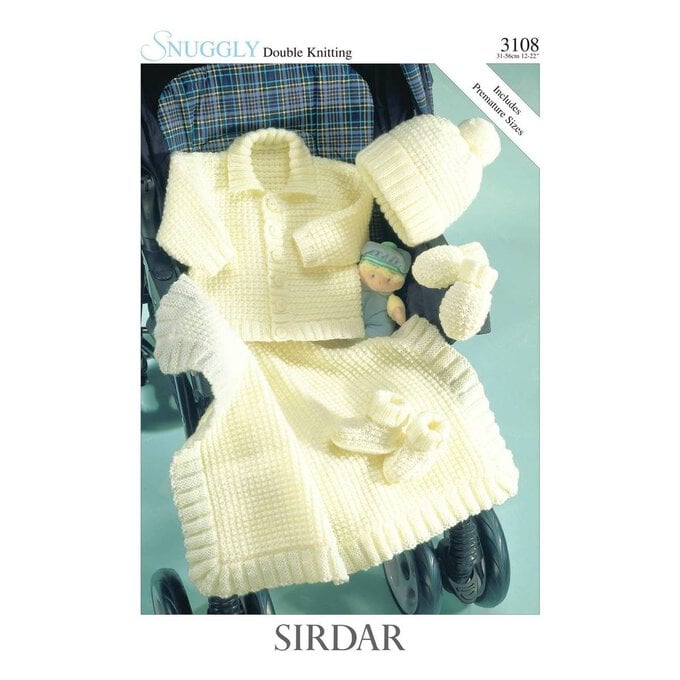 Sirdar Snuggly DK Jacket Blanket Hat Bootees and Mittens Digital Pattern 3108 image number 1