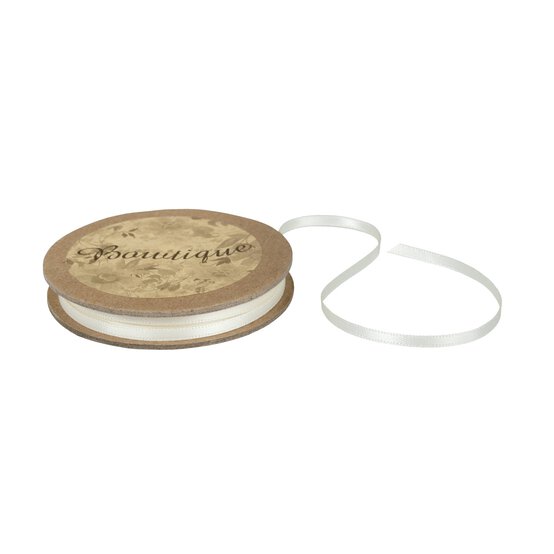 Antique White Double-Faced Satin Ribbon 3mm x 5m image number 1