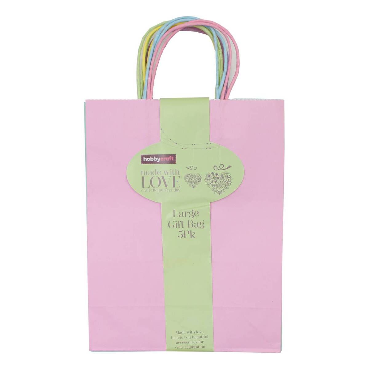 5 Small 5" X 3" X 8" Kraft Paper Gift Bags with Coordinating Tissue Paper 