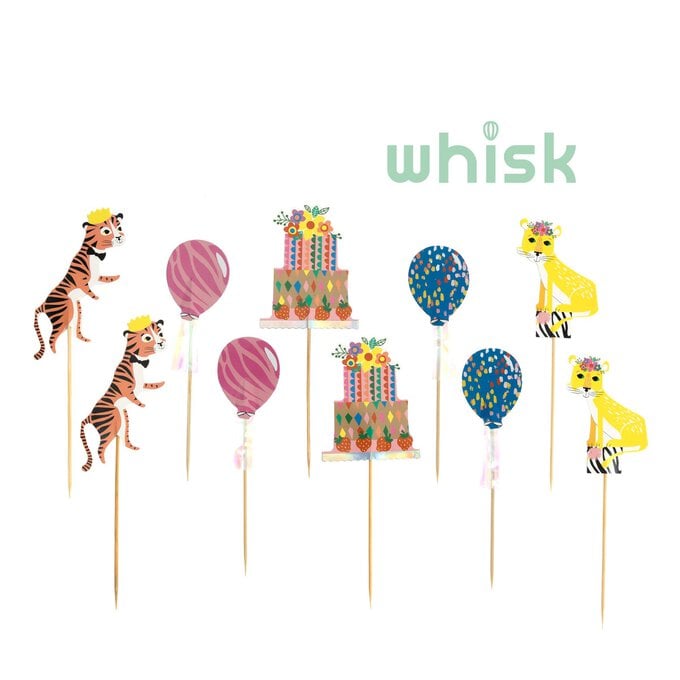Whisk Animal Cake and Balloon Cake Toppers 10 Pieces image number 1