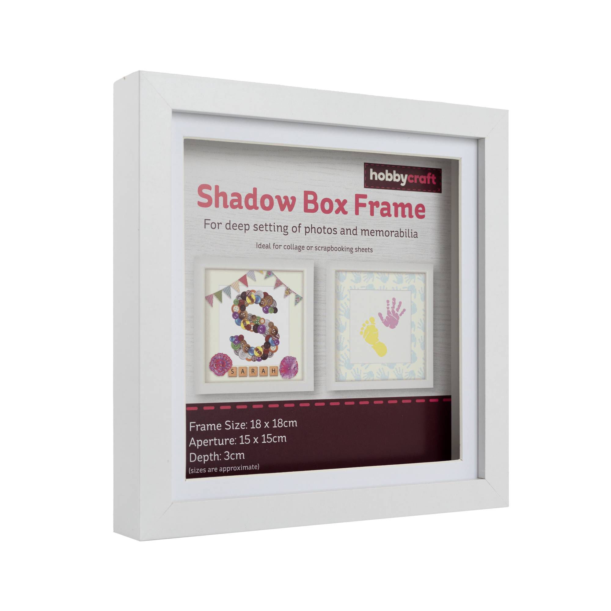 White Shadow Box Frame 18cm x 18cm Hobbycraft