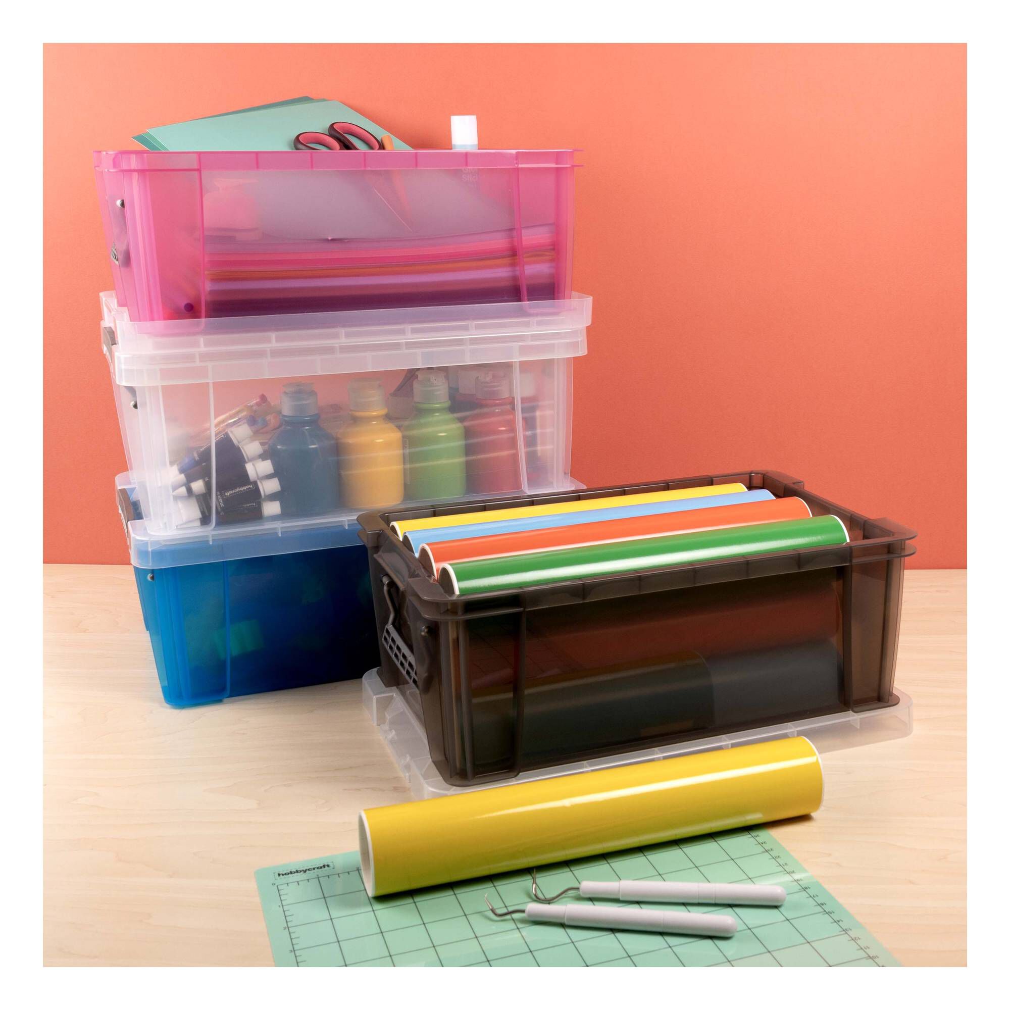 Whitefurze Allstore 10 Litre Transparent Grey Storage Box Hobbycraft