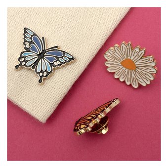 Butterfly and Daisy Metal Pin Badges 3 Pack