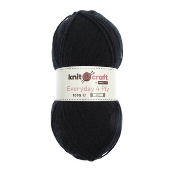 Knitcraft Black Everyday 4 Ply Yarn 100g