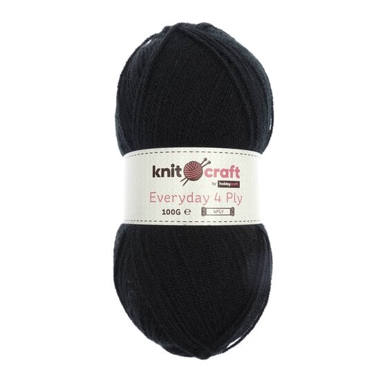 Knitcraft Black Everyday 4 Ply Yarn 100g image number 1