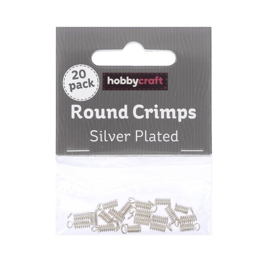 Silver-Plated Round Crimps 6mm 20 Pack  image number 1