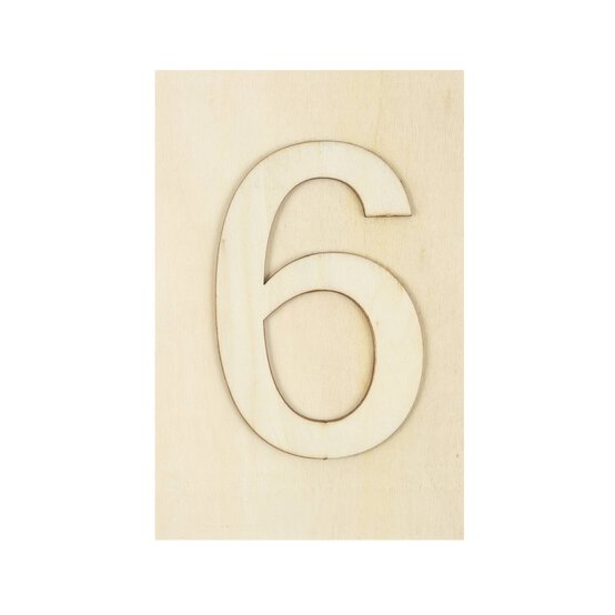 Wooden Number 6 Plaque 10cm x 15cm image number 1