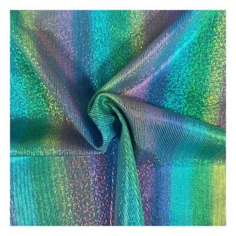 Blue Jersey Rainbow Foil Fabric by the Metre