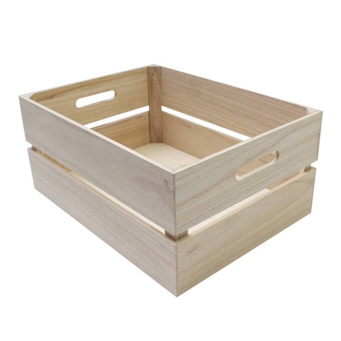Natural Wooden Crate 40cm x 30cm x 18cm image number 1
