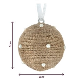 Pearl and Jute Ball Decoration 5cm image number 4