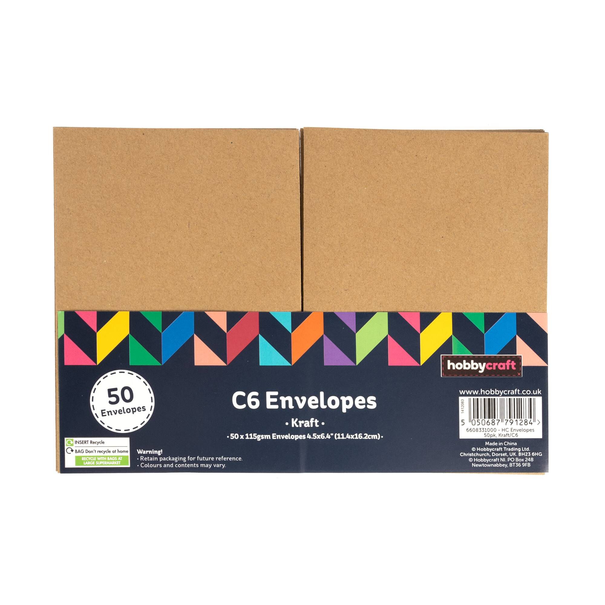 Kraft Envelopes C6 50 Pack Hobbycraft