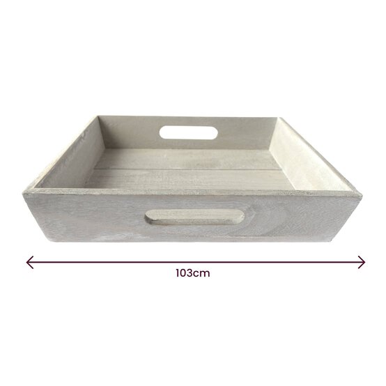 White Wash Wooden Tray 26cm x 26cm x 5cm image number 4